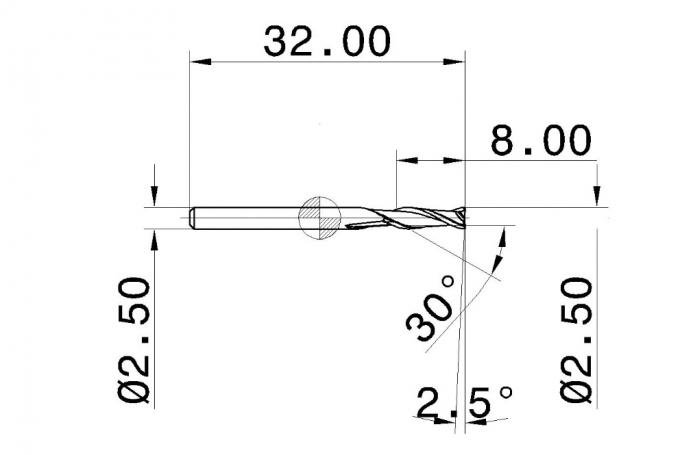 2 carbure solide Endmills d'hélice de la cannelure 30 pour les matériaux non ferreux