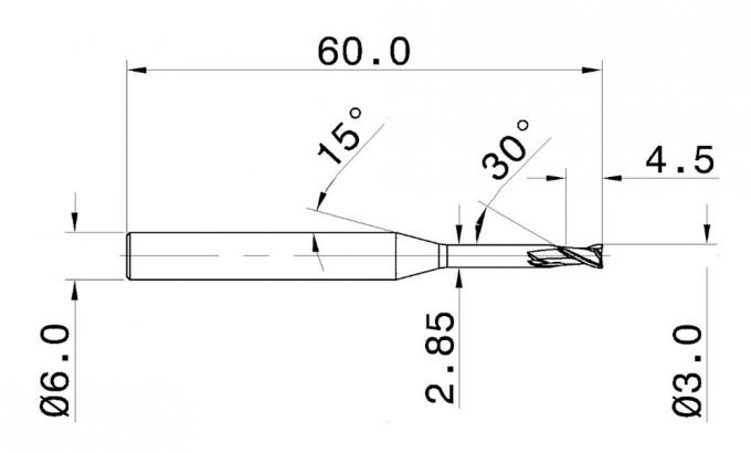 55HRC 2 tuyaute le carbure solide Endmills de 30 hélices pour les matériaux durs