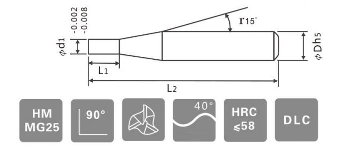 45 carbure solide Endmills de cannelure en spirale de l'angle 3 pour l'alliage d'aluminium
